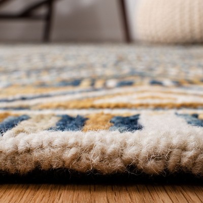 Blue Geometric Handmade Wool Area Rug 3' x 5'
