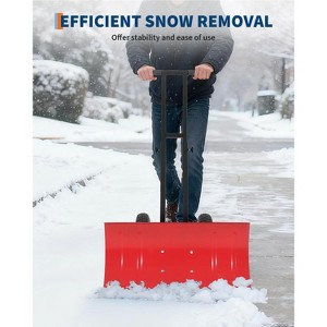 29x14 in Snow Shovel with 5-Position Angled Blade & Adjustable Handle, Heavy Duty Metal Snow Pusher Shovel with Wheels for Driveway, Doorway, Sidewalk - 1 of 4