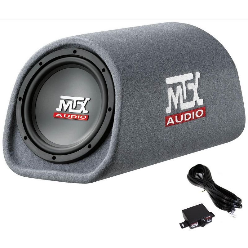 MTX AUDIO RT8PT 8" 240W Car Subwoofer Enclosure Amplified Tube Box Vented with BOSS Audio Systems KIT2 8 Gauge Car Amplifier Installation Wiring Kit, 1 of 7