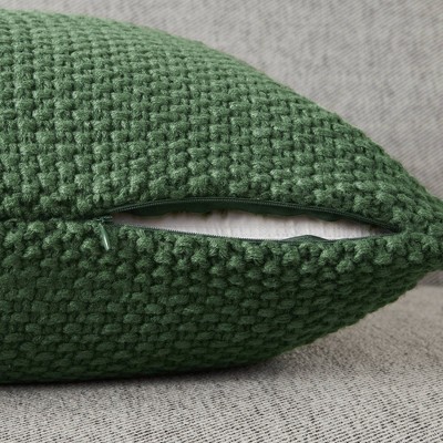 Green Acrylic Knit Oblong Pillow Cover with Hidden Zipper