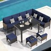 7 Piece Small Space Patio Conversation Set with Glass Top Table and Cushions for Balcony, Terrace, or Backyard-Maison Boucle - 3 of 4