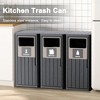 CAVINAS Triple Compartment Outdoor Trash Can, 3x80L Wood-Design Recycling Station with Weatherproof Lids, Black - 2 of 4