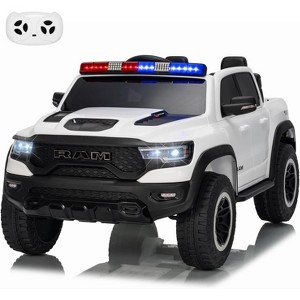 Jojoka 12V Licensed RAM 2-Seater Kids Ride On Police Truck, Electric Car w/ Remote, 3 Speeds, Suspension, LED Lights & Music - 1 of 4