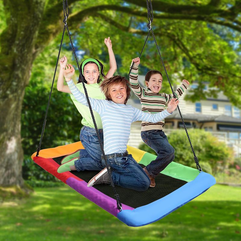 Sorbus Saucer Tree Swing - Giant Outdoor Rectangle Platform Swing for Kids - Durable and WaterProof, Holds up to 700lbs, 2 of 7
