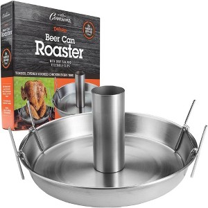 Camerons Deluxe Stainless Steel BBQ Beer Can Chicken Roaster w/Vegetable Clips - Barbecue Grill Poultry & Veggies Together on Poultry Holder - 1 of 4