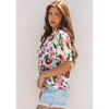 Amaryllis Women’s Watercolor Floral Print Short Sleeve Collared Blouse Relaxed Fit with Elastic Cuffs Lightweight Everyday Top - 4 of 4