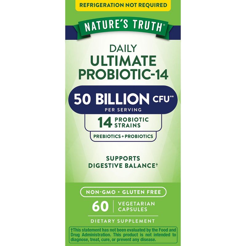 Nature's Truth Probiotic 50 Billion CFU | 200mg Prebiotics | 60 Capsules, 1 of 9