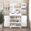 LunaLulinlk 72" Fluted Kitchen Pantry Cabinet with 3 Keyboard Drawers & 6 Door Shelves Adjustable, White - 4 of 4