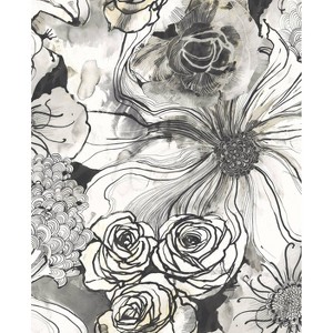 NextWall Harry & Grace Ink Rose Floral Peel and Stick Wallpaper Gray: Self-Adhesive Vinyl, Botanical Pattern, 30.75 Sq Ft Coverage - 1 of 4