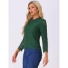 Allegra K Women's Lace Long Sleeve Keyhole Back Ruffle Neck Floral Blouse - 3 of 4