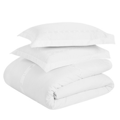 Cotton Greek Key Embroidered 3 Piece Duvet Cover Set by Blue Nile Mills