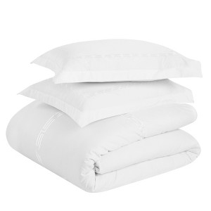 Cotton Greek Key Embroidered 3 Piece Duvet Cover Set by Blue Nile Mills - 1 of 4