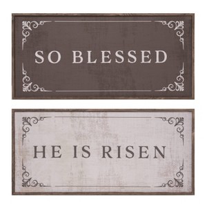Transpac Wood 31.5" Multicolor Spring Reversible Religious Wall Decor - 1 of 2