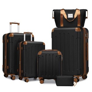 Lyngins Hardshell 18/20/24/28 Inch 6PCs Luggage Sets with Duffel Bag,Spinner Wheels,TSA Lock,Expandable Suitcase Sets for Family Trips,Travel - 1 of 4