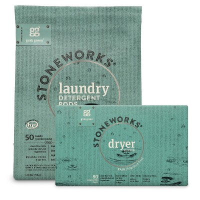 Grab Green Stoneworks Laundry Pods and Dryer Sheets