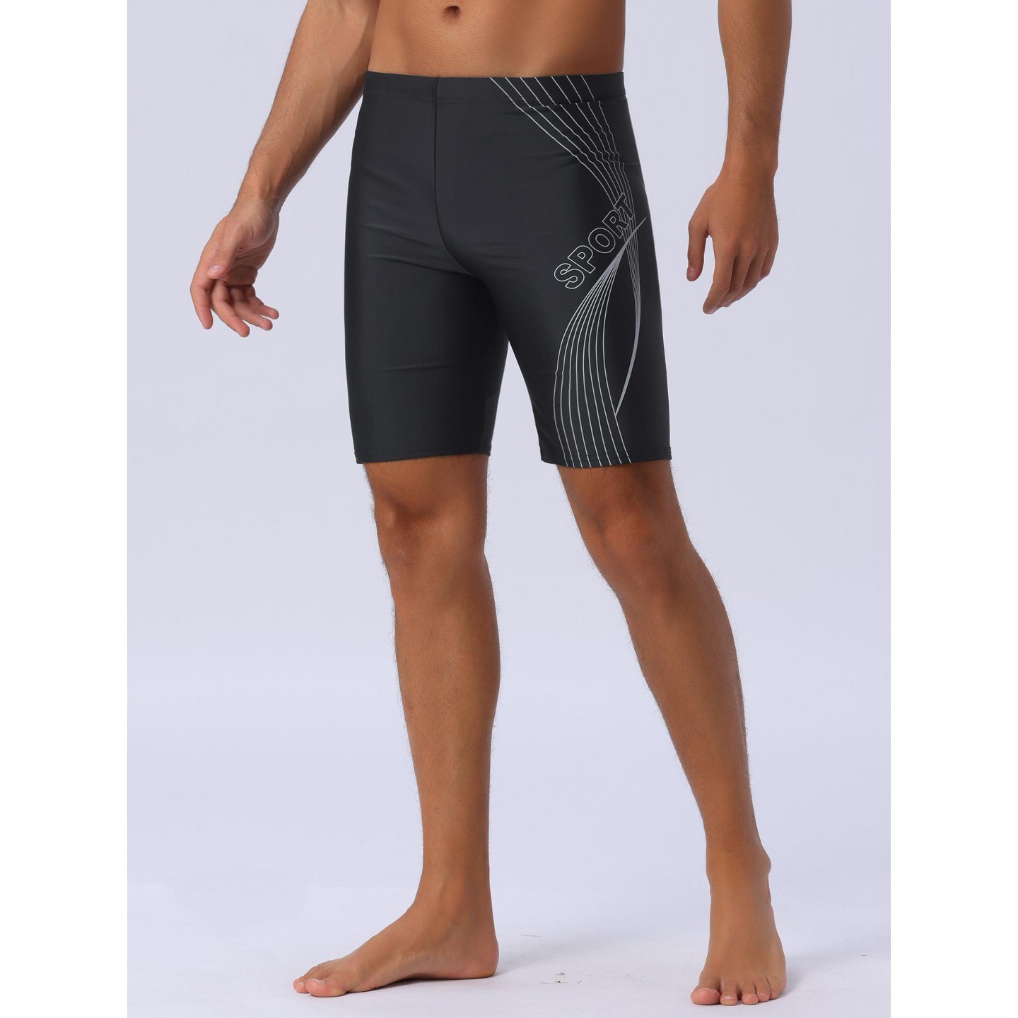 Мужские шорты INSPIRE CHIC Summer Solid Color Surfing Water Sports Swim Shorts 2 Packs 1 Black Gray 1 Black Red 34, цвет: Чёрный — фото 2
