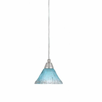 Toltec Lighting Any 1 - Light Pendant in  Brushed Nickel with 7" Teal Crystal Shade
