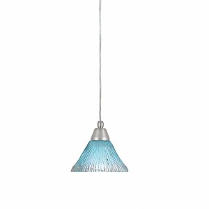 Toltec Lighting Any 1 - Light Pendant in  Brushed Nickel with 7" Teal Crystal Shade - 1 of 1