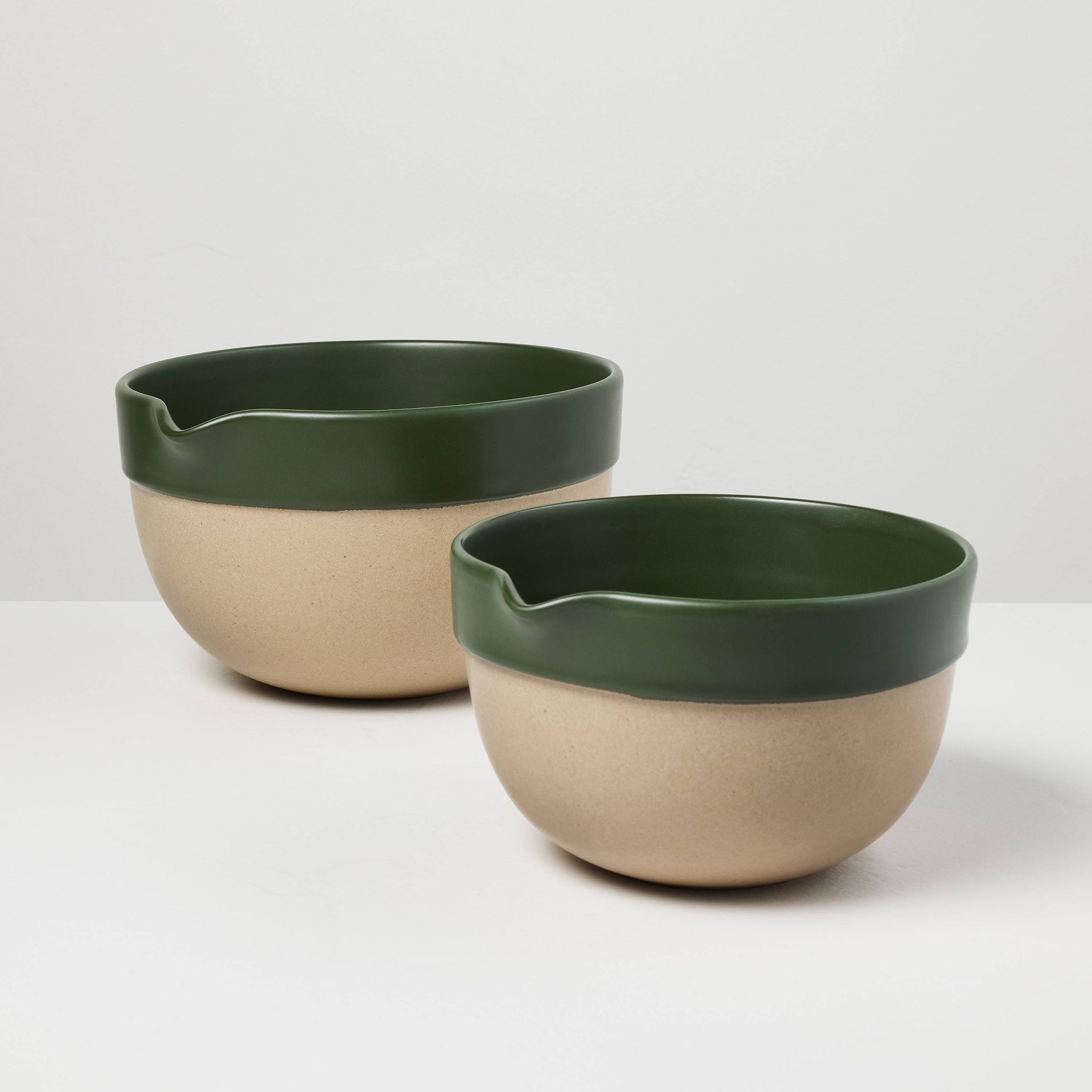 Set of 2 Ceramic Mixing Bowls Green- Hearth & Hand™ with Magnolia