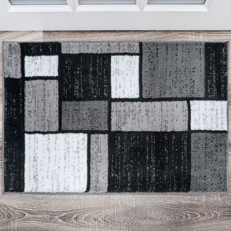 World Rug Gallery Contemporary Modern Boxed Color Block Area Rug, 3 of 7
