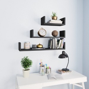 vidaXL Wall Display Shelf 3 pcs Gray Engineered Wood - 1 of 4