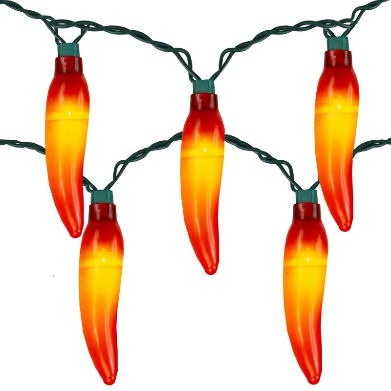 Northlight 10 Orange LED Chili Pepper Summer Patio String Lights - 6 ft Green Wire, 1 of 4