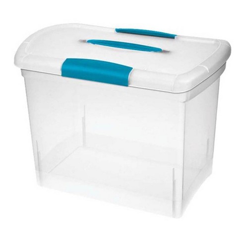 Sterilite Large Nesting Showoffs, Stackable Small Storage Bin With Latching  Lid And Handle, Plastic Container To Organize Office Files, Clear, 18-pack  : Target