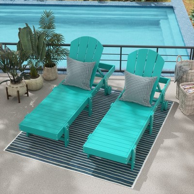 WestinTrends Malibu Adirondack Poly Reclining Chaise Lounge With Wheels (Set of 2pcs)