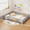 Costway Queen Size Floor Bed with Full Length Safety Guardrails & Door for Boys, Girls Pink/Gray/Natural/Icy Aqua/White/Mint Sky - 2 of 4