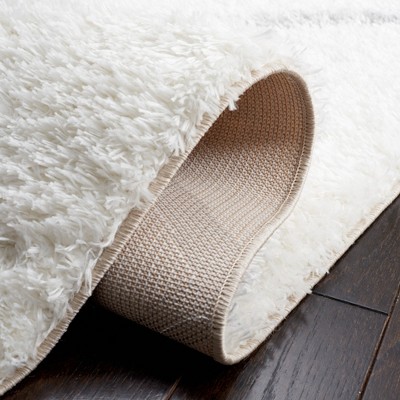 White and Gray Geometric Shag Runner Rug, 2' x 9'