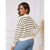 Women's Striped Cropped Cardigan with Front Button Down - Sweater Knit Outerwear for Everyday Wear,Apricot - L - 3 of 4