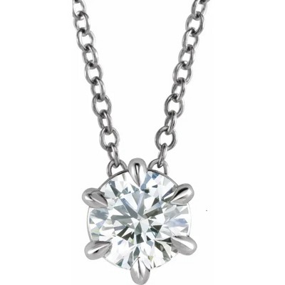 Pompeii3 14K White Gold 3/8ct Floating Solitaire Round Diamond Pendant Necklace