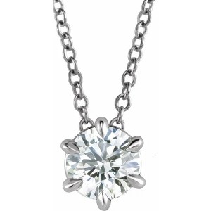 Pompeii3 14K White Gold 3/8ct Floating Solitaire Round Diamond Pendant Necklace - 1 of 4