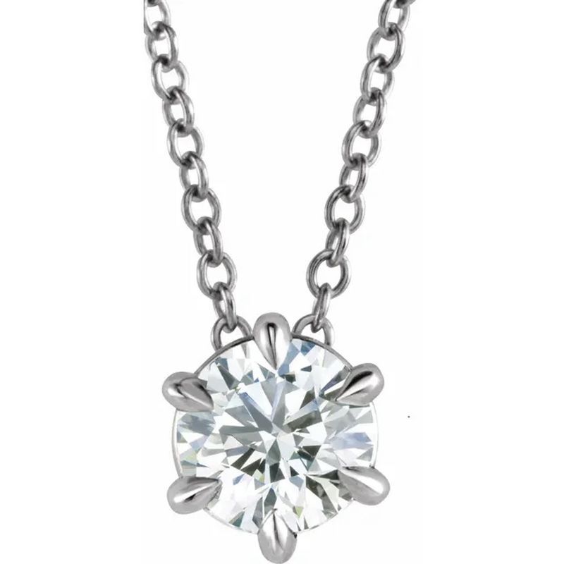 Pompeii3 14k White Gold 1/2ct Floating Solitaire EX3 Lab Created Diamond Pendant Necklace, 1 of 4