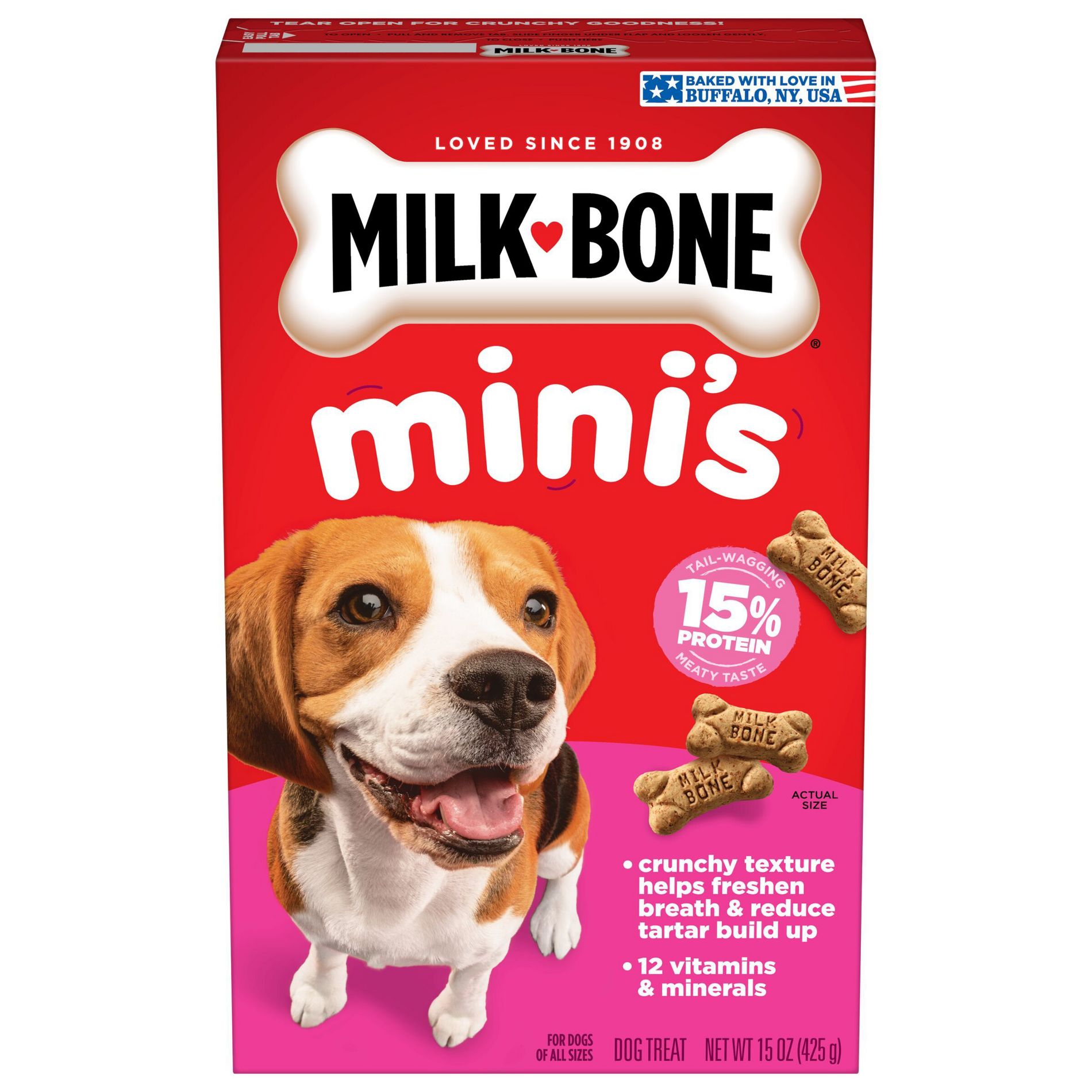 Milk-Bone Original Mini Dry Dog Treats Biscuits Beef Flavor - 15oz