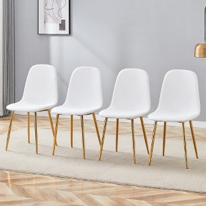 Lyngins Set of 4 Linen Upholstered Dining Chairs,Kitchen & Dining Room Chairs with Metal Legs,Armless Chair for Dining Room,Living Room,Office - 1 of 4