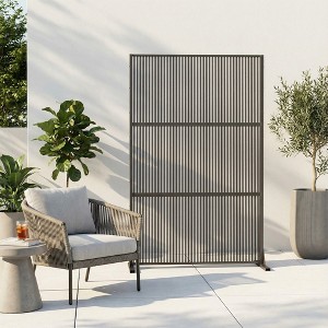 Wooakway 47"W × 72"H Black Arbors and Trellises Room Divider Privacy Screen Woven Metal Panel for Garden Patio - 1 of 4
