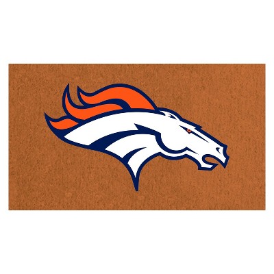 EvergreenNFLDenver Broncos Logo Natural Coir 28 x 16 Inches Indoor Outdoor Doormat