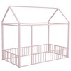 CAVINAS Twin/Full Size Bed Frame with House Roof & Fences,Metal Floor Bed for Kids Room,Bedroom - 3 of 4
