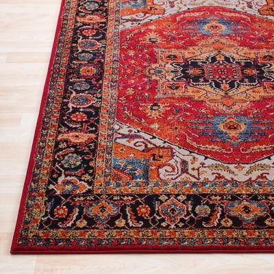 Elanor Traditional Dark Red Hand-knotted Synthetic Area Rug