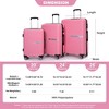 SEVOBAL Luggage 3 Piece PP Hardshell Set with Spinner Silent Wheels, TSA Lock, Ideal for Students or Travelling, Pink, 19.48"*11.8"*29.3" - 3 of 4