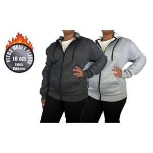 Blue Ice Women's Loose Fit Super Heavyweight Fleece Lined Full-Zip Hoodie-2 Pack - 1 of 3