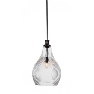 Toltec Lighting Carina 1 - Light Pendant in  Matte Black with 12.25" Clear Ribbed Shade - 1 of 1