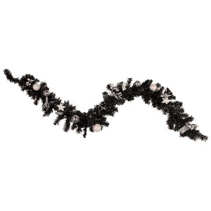 Northlight Pre-Lit Battery Operated Black Pine Artificial Christmas Garland -  6' x 10" - Cool White LED Lights - 1 of 3