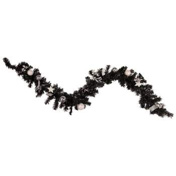 Northlight Pre-Lit Battery Operated Black Pine Artificial Christmas Garland -  6' x 10" - Cool White LED Lights