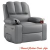 Large Leather Manual Recliner Chair w/Comfortable Arms and Built-in Cup Holders, Spacious 21.2 Inch Seat Width - 2 of 4