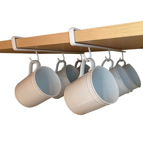 Under shelf cup outlet hooks