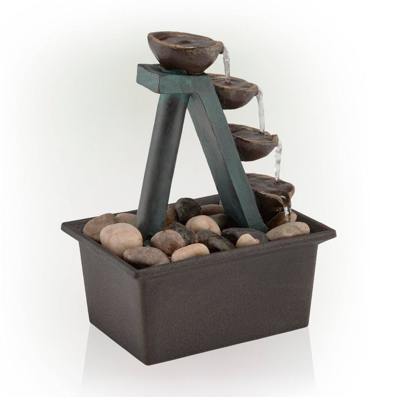 8&#34; Resin 4-Tiered Step Tabletop Fountain Brown - Alpine Corporation, 6 of 9