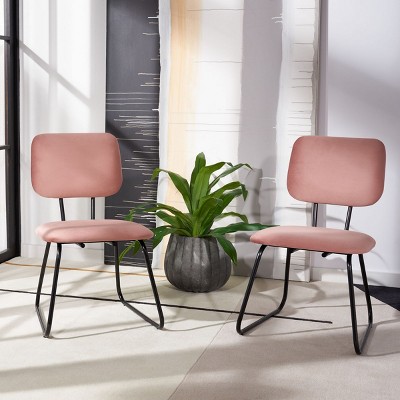 Chavelle Dusty Rose Velvet Upholstered Side Chair with Matte Black Frame