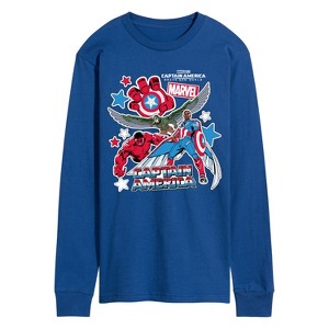 Men's - Marvel - Captain America Sticker Style Long Sleeve Graphic T-Shirt - 1 of 4